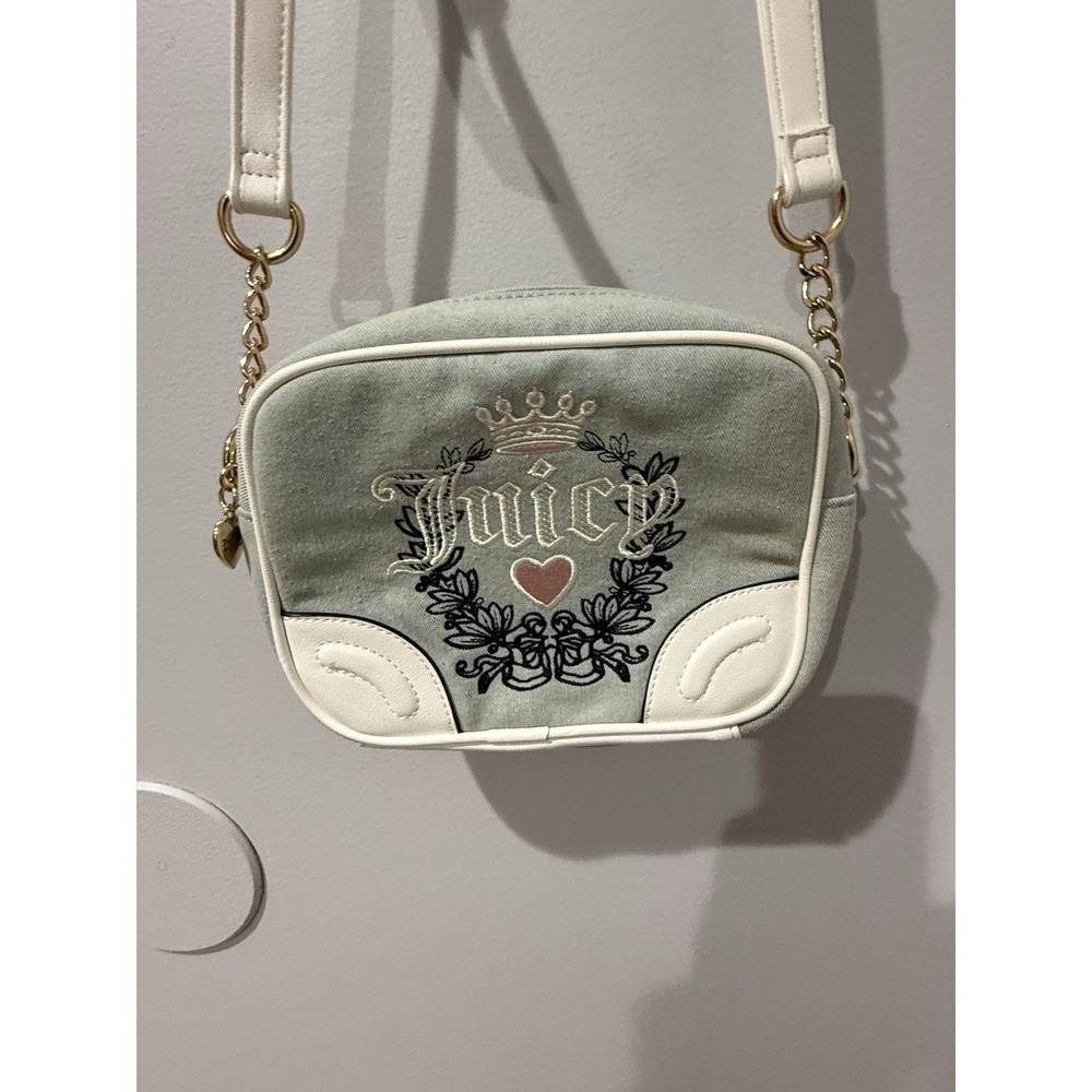 Juicy Couture Light‎ Washed Denim Crossbody Camera Bag NWOT O